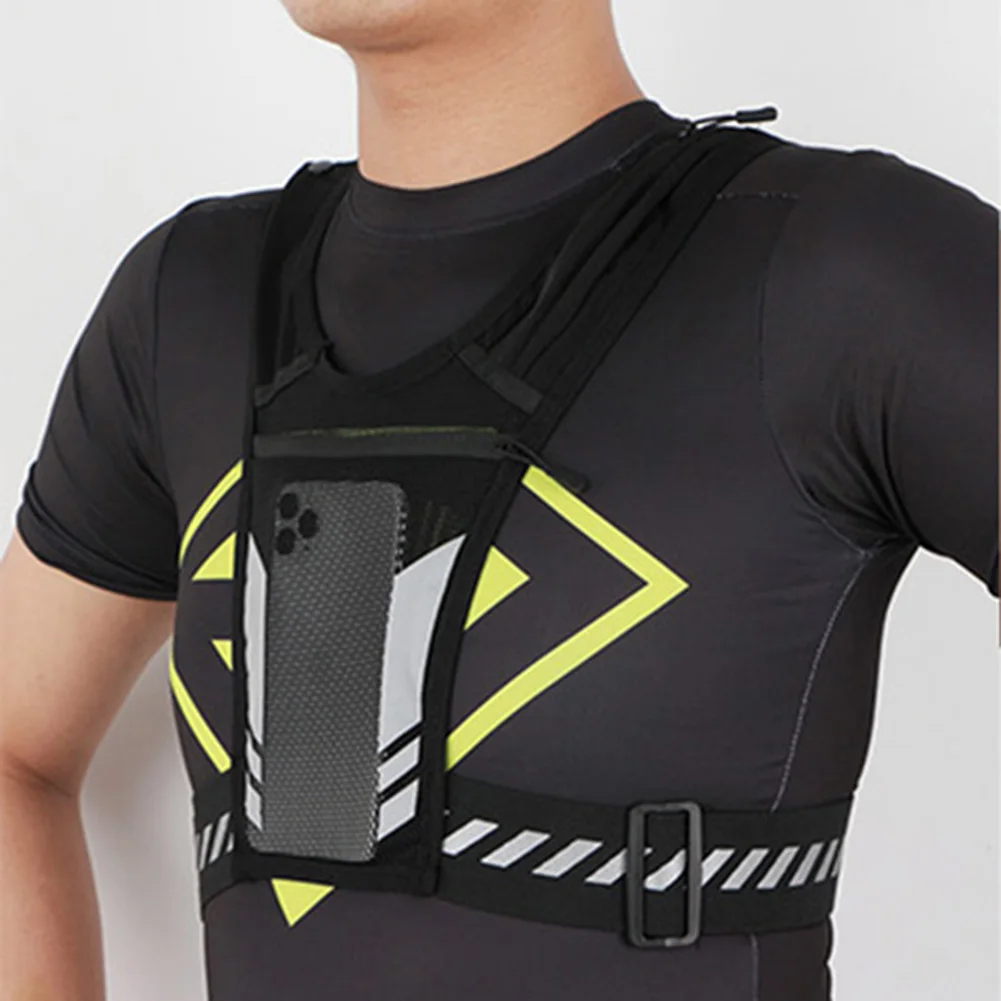 Running Phone Holder Vest Lightweight Cycling Vest Unisex Breathable Mesh Running Chest Pouch Adjustable Buckle for Summer