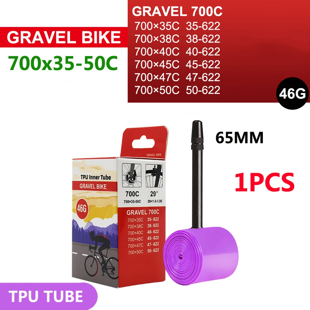 1/2 pçs tubo interno da bicicleta de estrada 700c fv45/65 tpu ultraleve absorção de choque pneu interno da bicicleta substituir acessórios