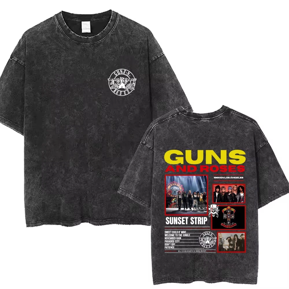 Herrenkleidung T-Shirt Homme Grafik-T-Shirts Neuerscheinung Herren-T-Shirt für Ropa Hombre Guns N Roses Slash 85 Gewaschen Vintage – Detail 11