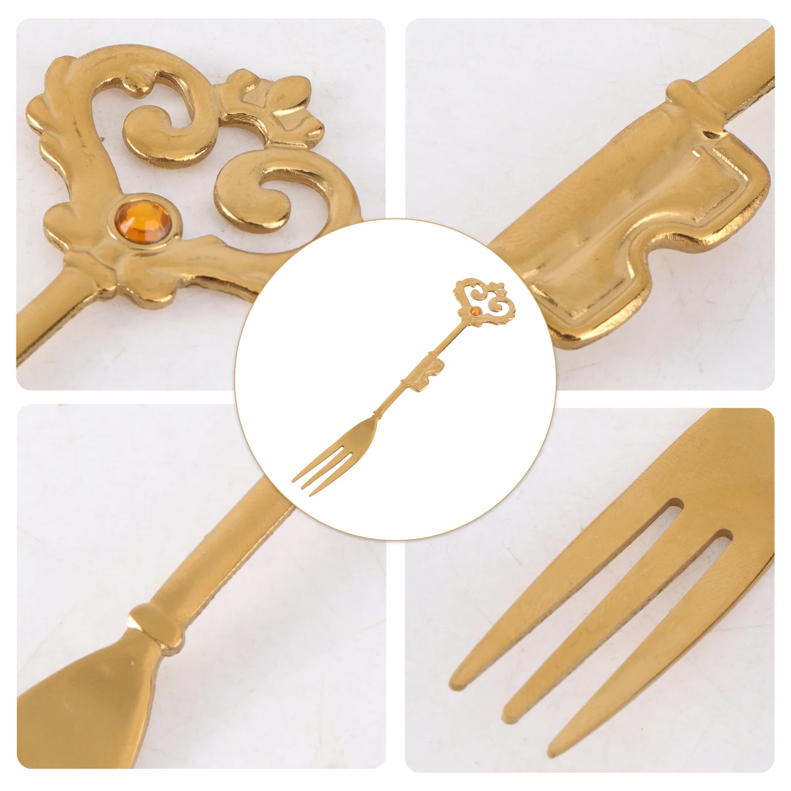 

1Pcs Elegant Crown Shape Fruit Fork Stainless Steel Multipurpose Easy to Clean for Household Use Stainless Steel Fork