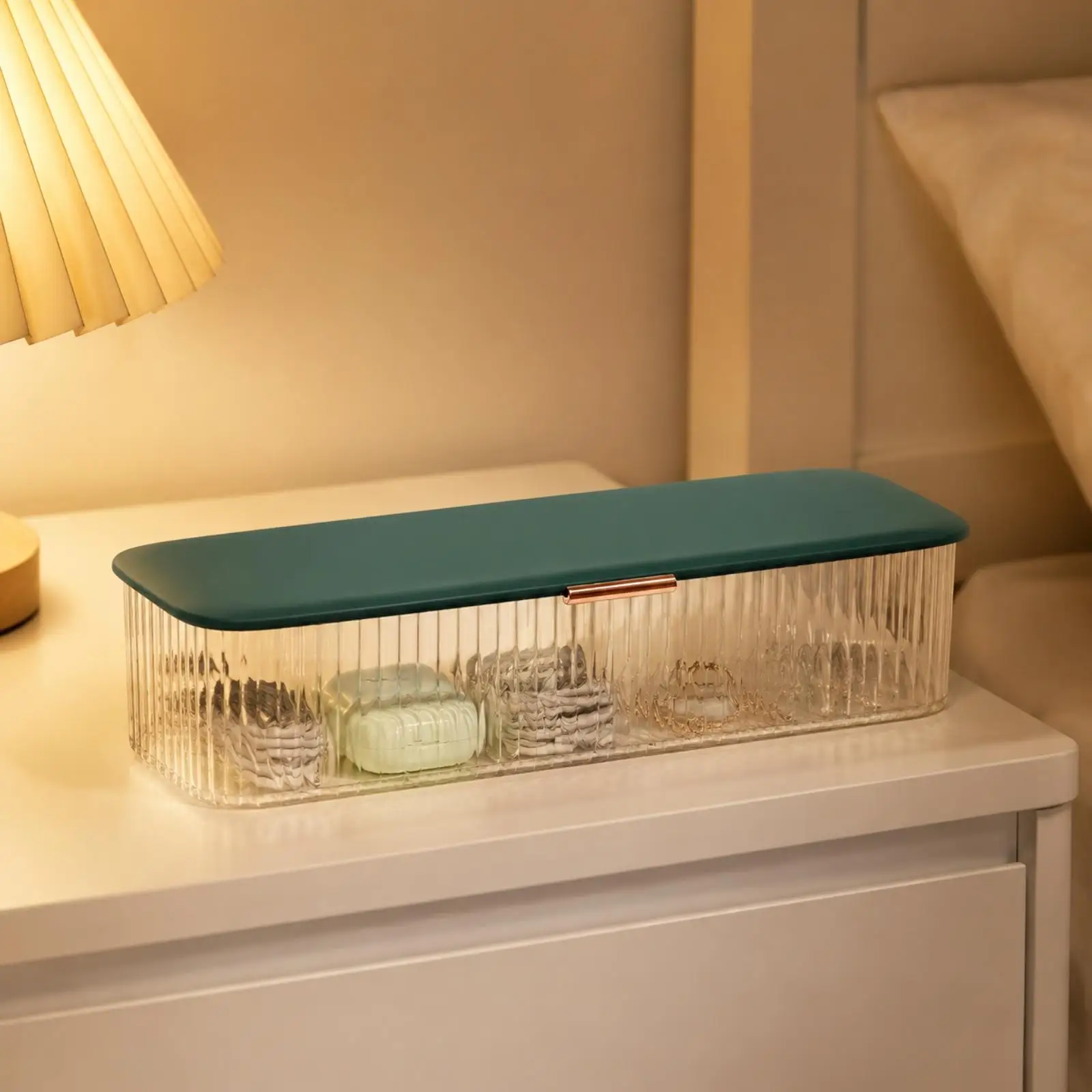 Clear Desktop Storage Box with Transparent Body Long-Lasting Lidded Compartment