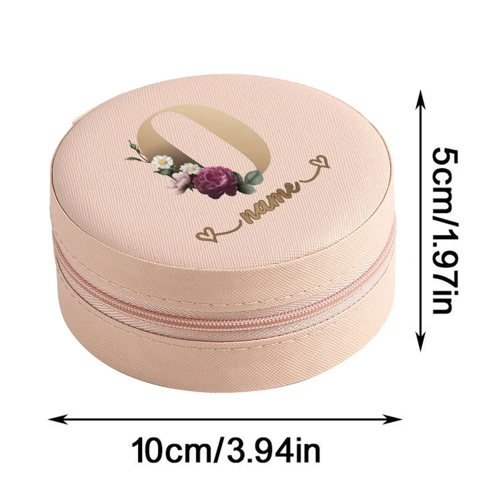 Customized Name Pocket Jewelry Storage Box Portable Display Case Daily Earrings Necklace Organizer Makeup Zipper Bag Waterproof