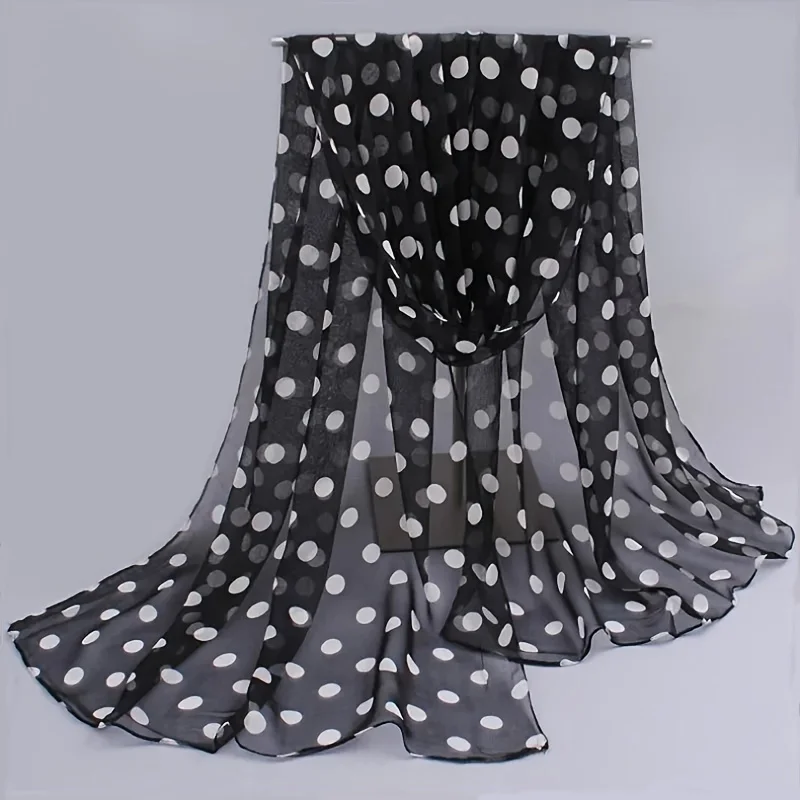 Summer Sunscreen Speckle Print Women Silk Scarf Shawl Headscarf Convinient Bandage Hijabs Chiffon Muslim Wrap Scarves bufanda