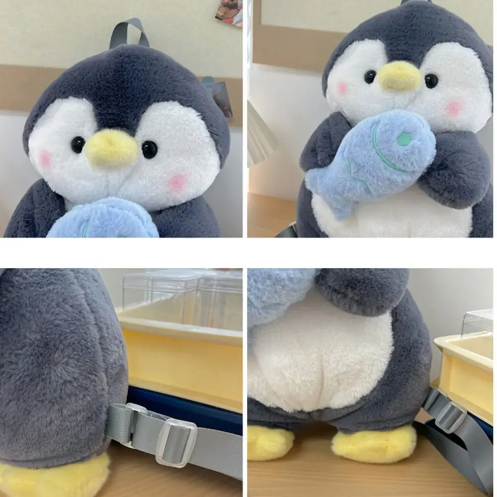 Simple Plush Toy Penguin Backpack Plush Large Capacity Children School Bag Doll JK Lolita Animal Shoulder Bag Girls