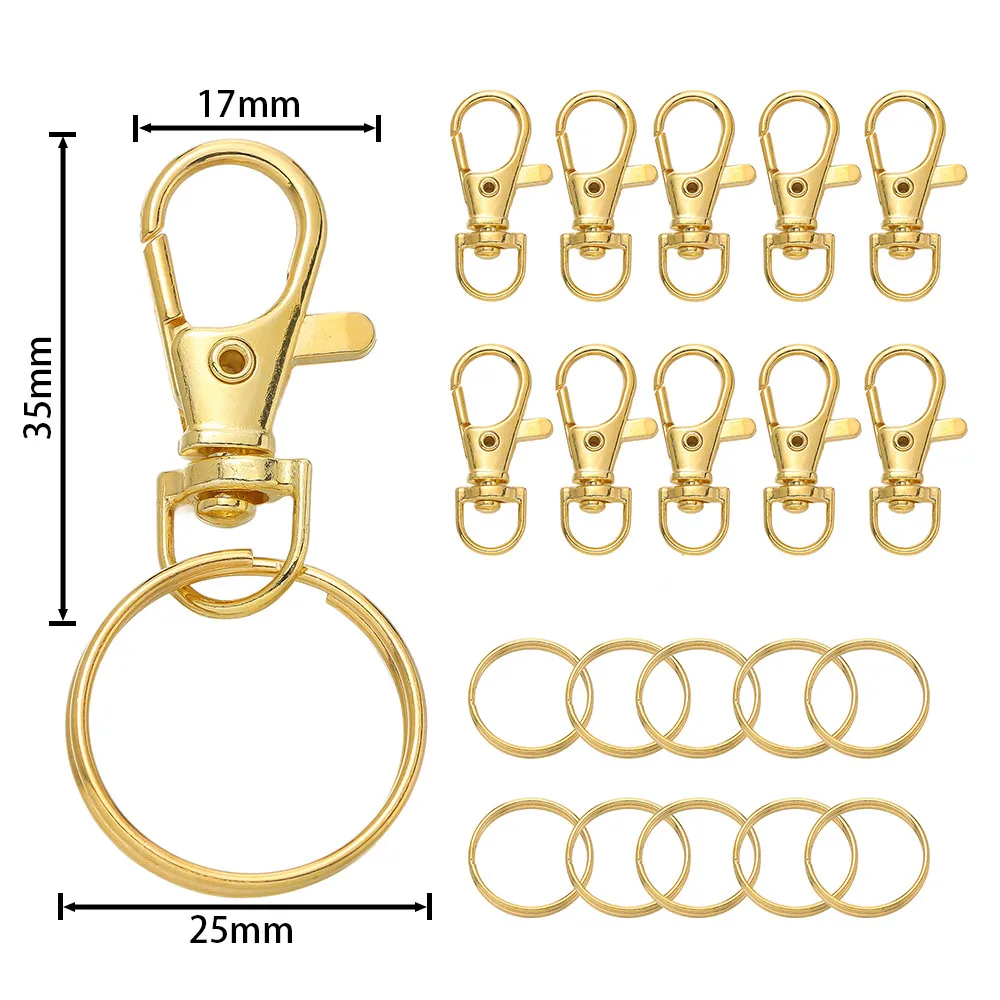 20/50 Stück drehbare Karabinerhaken mit Schlüsselring, drehbare Karabinerverschlüsse aus Metall für DIY-Schlüsselanhänger, Taschenanhänger, Schmuckherstellung, Zubehör