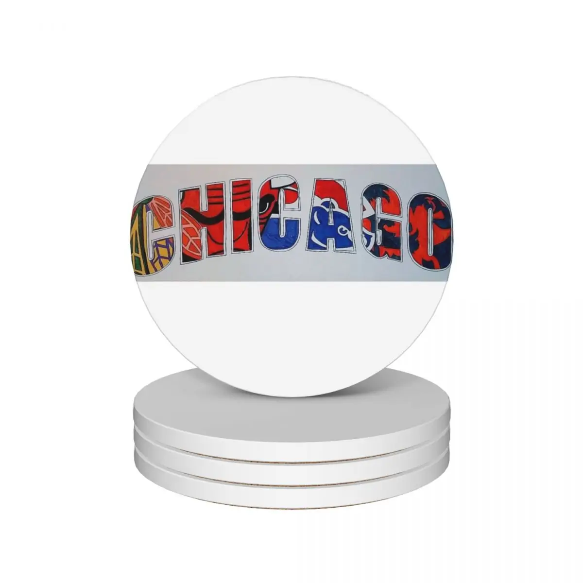 

Chicago Sports Ceramic Coasters (Set of 4) eat table for the kitchen accessories coffee cup stand Coasters