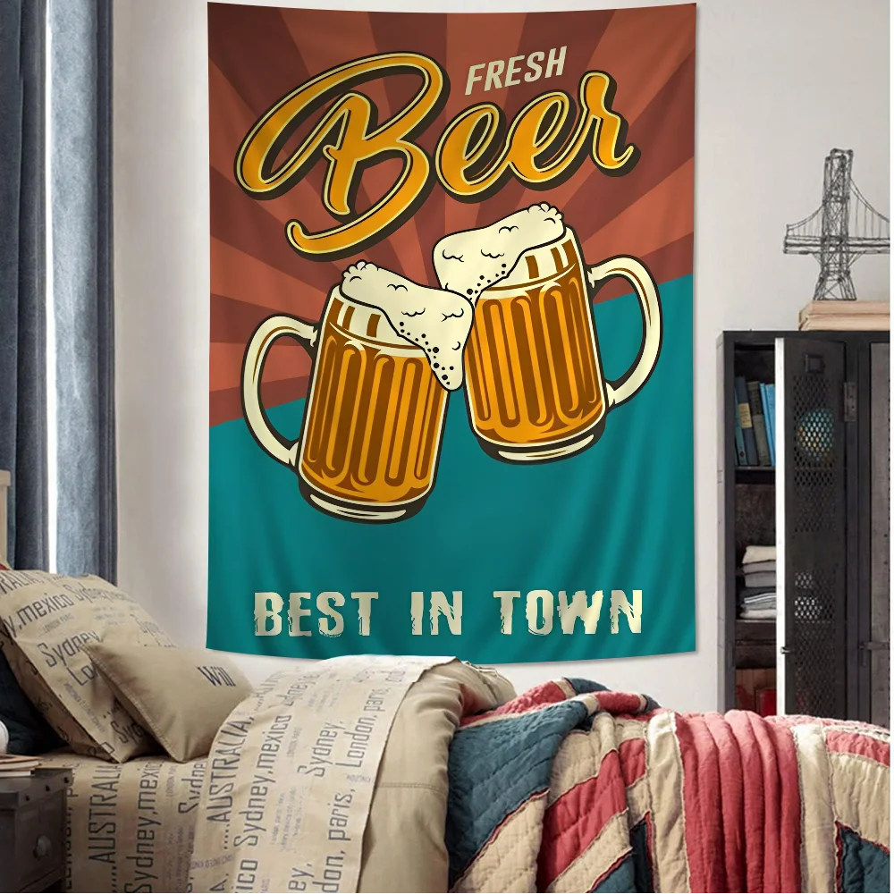 Beer V-vintage Printed Large Wall Tapestry Wall Hanging Decoration Household Decor Blanket