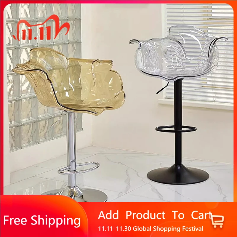 

Plastic Minimalist Bar Chairs Aluminum Transparent Relaxing Aesthetic Beach Bar Chairs Pink Acrylic Cadeira Trendy Furniture