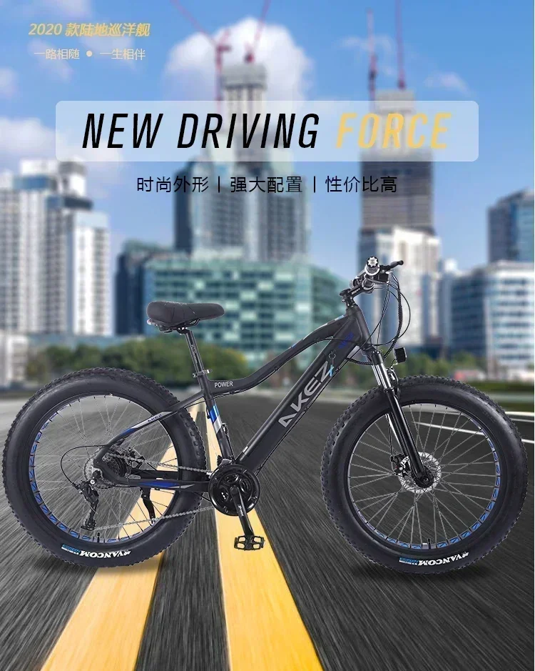 New AKEZ Electric Bicycle 26-inch Adult fat tire E-Bike 750W10AH brushless motor 27-speed Mountain Snow City Beach Electric Bike