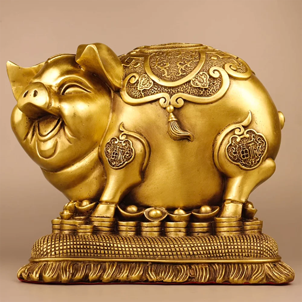 All copper gold pig mascot, living room, office decoration, opening decoration ornaments