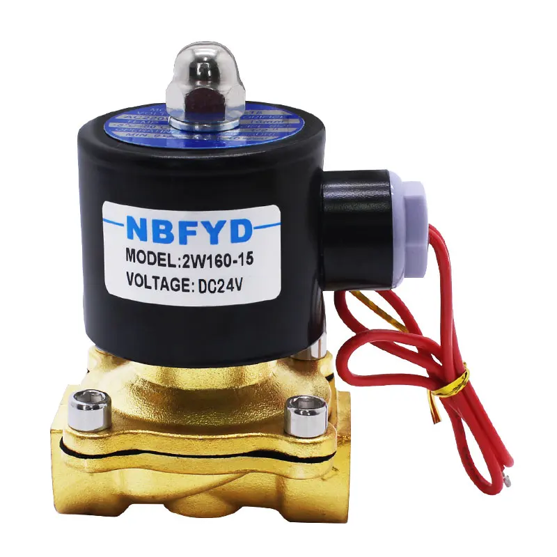 Normally closed solenoid valve, water valve, 1/2 air valve, brass control valve, 2W160-15AC220V/DC24V, 4 points on/off valve