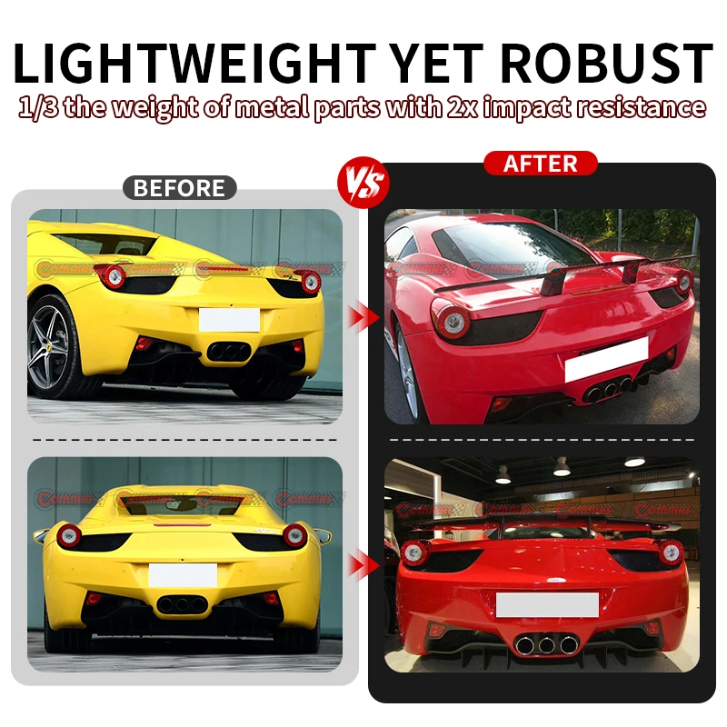 Car Rear Wing Trunk Lip Spoiler For Ferrari 458 2011 2012 2013 2014 SVR Style Carbon Fiber Racing Spoiler Lid Body Kit