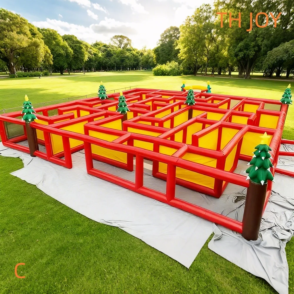 trasporto aereo veloce 10x10m labirinto di Natale gonfiabile gigante Babbo Natale divertente labirinto laser tag giochi per adulti n bambini
