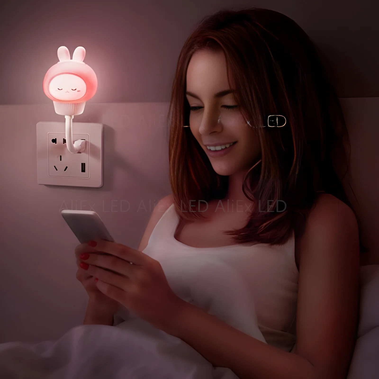 Luz de noche LED USB, lámpara de noche de dibujos animados, Control remoto para bebé, decoración de dormitorio de niños, lámpara de mesita de noche,