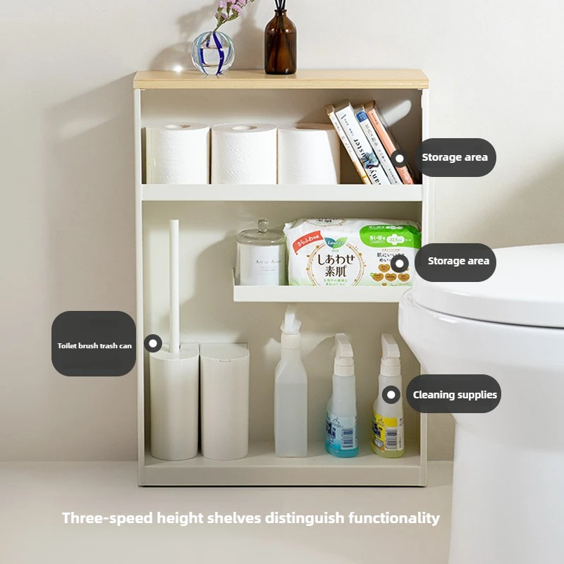 Iron Bathroom Gap Storage Shelf  Floor Standing Narrow Rack  Slim Toilet Cabinet  Japanese Style Bathroom Organizer Unit view 4
