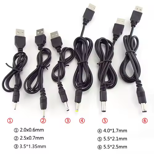 USB To DC 3.5*1.35mm 2.0*0.6mm 2.5*0.7mm 4.0*1.7mm 5.5*2.1mm 5.5*2.5mm Plug Jack DC 5V Power Extension Cable Connector - Image 5
