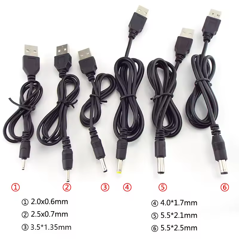 USB To DC 3.5*1.35mm 2.0*0.6mm 2.5*0.7mm 4.0*1.7mm 5.5*2.1mm 5.5*2.5mm Plug Jack DC 5V Power Extension Cable Connector - Image 5