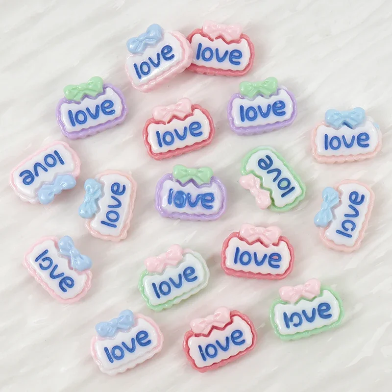 30Pcs Mini Love Letter Resin Flat Back Naril Art Flatback DIY Resin Crafts Patch Hairpin Scrapbook Jewelry Craft Accessories