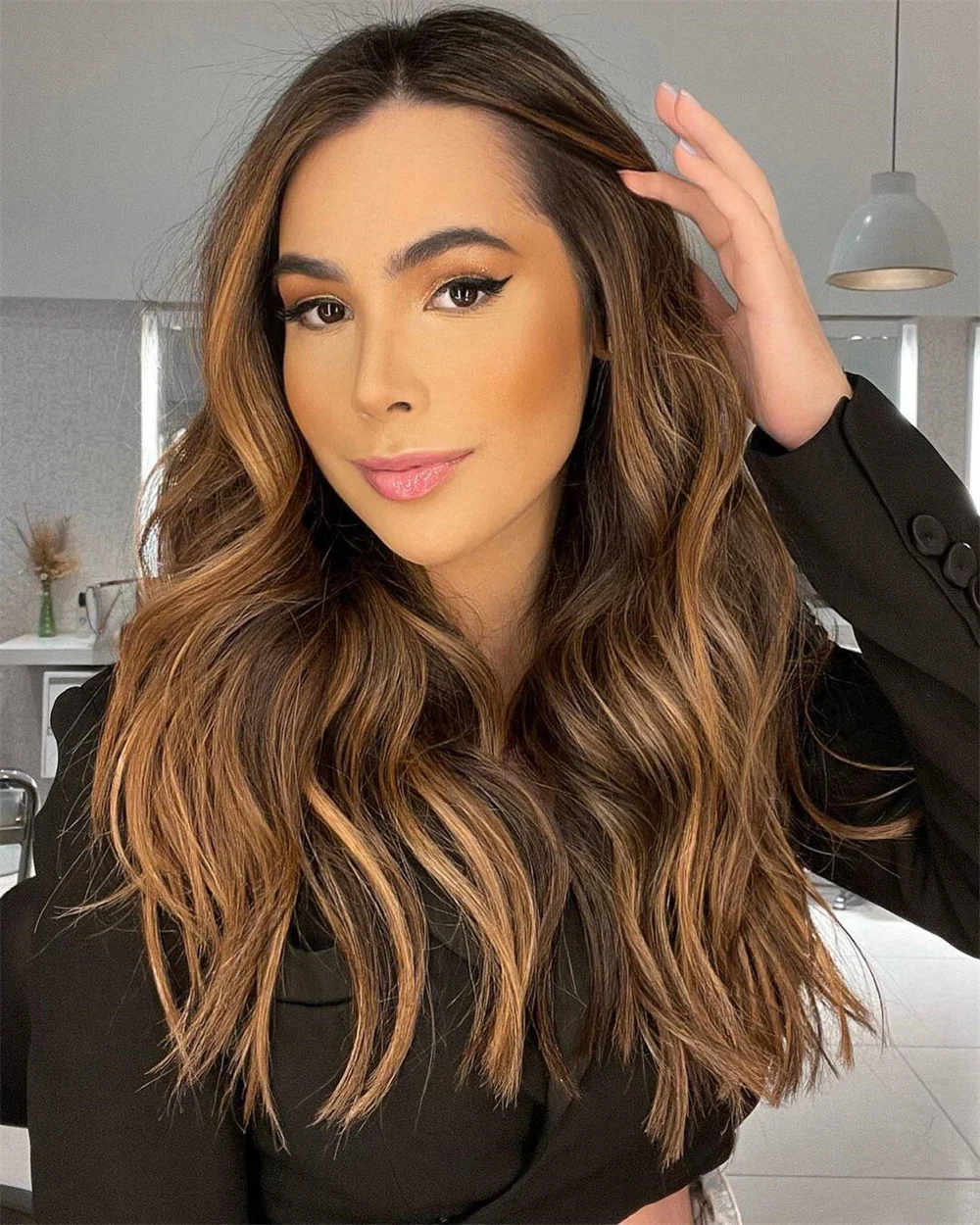 لينة طويلة 26 "الجسم موجة تسليط الضوء على شقراء غلويليس 5x5 قاعدة الحرير الشعر البشري اليهودي مع BabyHair HD الدانتيل الشعر الأوروبي قبل قطعها #3