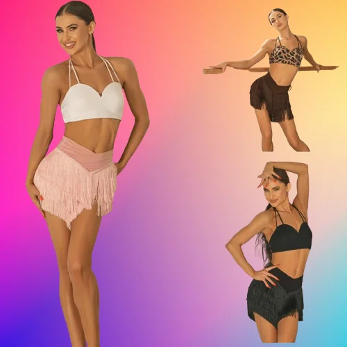 

black Latin Dance Tango Dress Rumba ChaCha latin dresses woman leopard skirt pink white black zym 25029