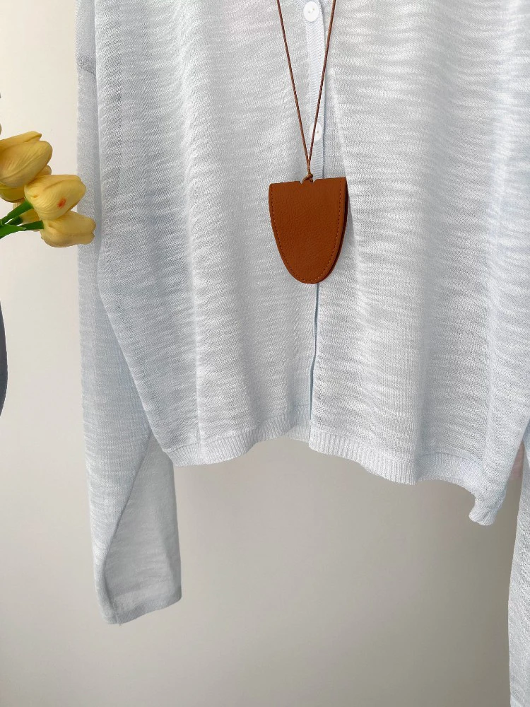 Lightweight V-Ne Bamboo Rayon Knitted Open Cardigan Women's Early Autumn Sun Protection Top Outerwear Loose Sensation Skirt