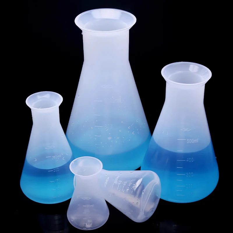 PP Plastic Triangular Flask Conical Flask Wide-Mouth Shake Flask 50ml 100ml 250ml 500ml 1000 ml Bottle Laboratory Analysis