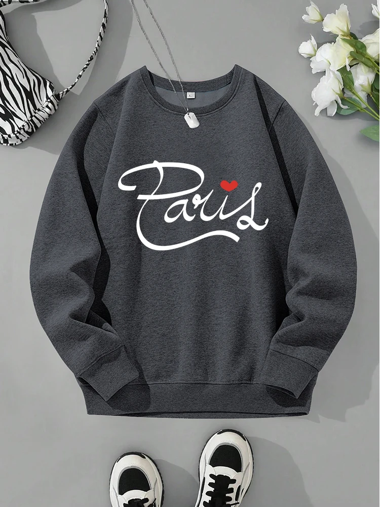 Personality Design Paris Printing Sportswear Male Autumn Crewneck Hoody Simple Basic Sweatshirts Fashion Casual Men'S Sportswear