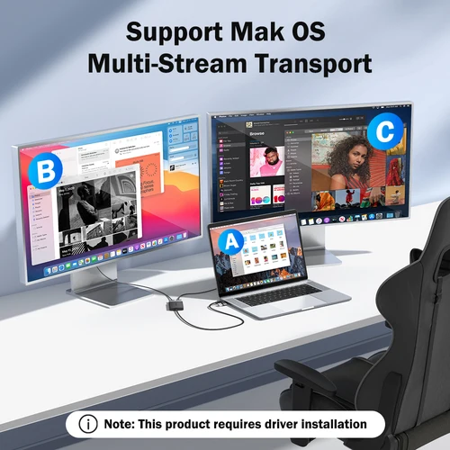 Imagen 2 del producto Lemorele tipo C/USB3.0 a adaptador HDMI Dual 1080P 60Hz extender 2 pantallas diferentes para Apple M1 M2 Mac Windows tipo C/USB3.0 Hub