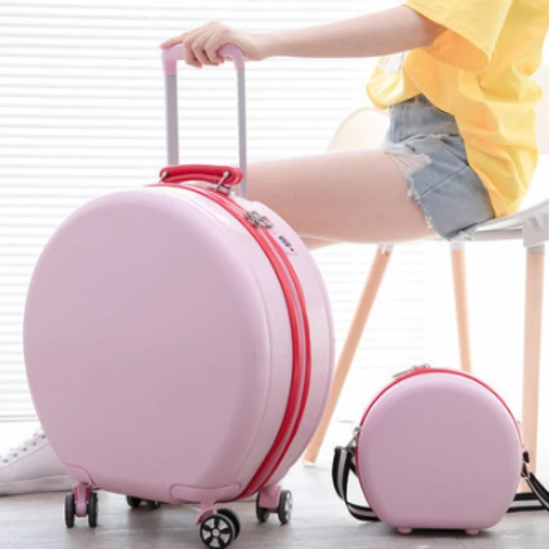 Portable Luggage Sets for Boarding Woman's Single Shoulder Bag Round Travel Suitcase Girl's Children Trolley Case