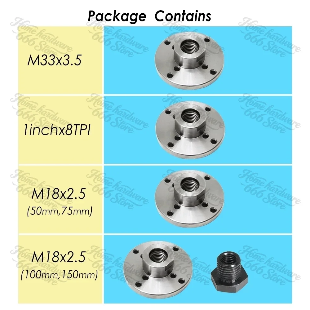 Wood Lathe Face Plate for Woodworking Turning Machine, Threaded Chuck, Flange Faceplate, M33, M18, 1 in, 2 in, 3 in, 4 in, 6 in