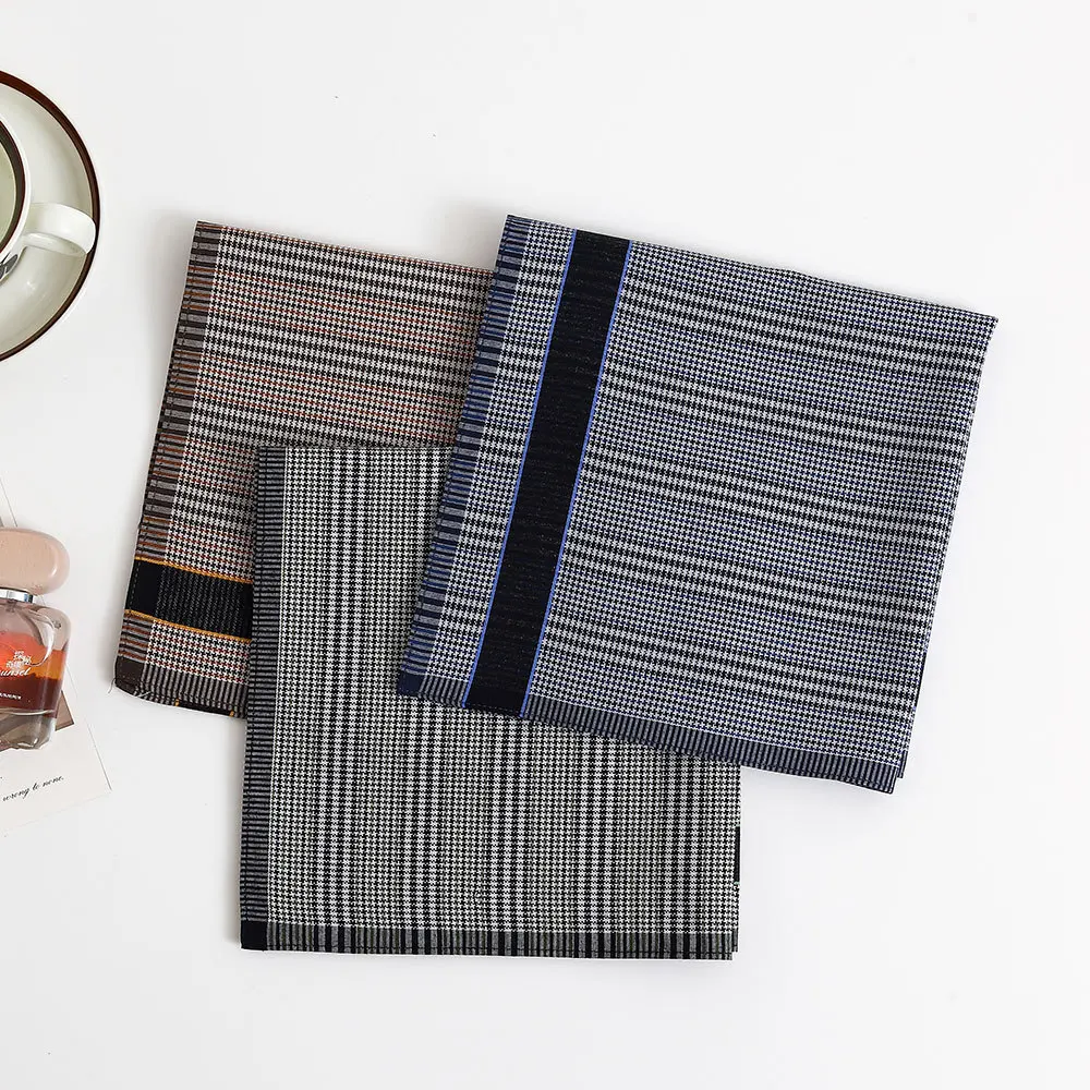 6 pezzi da uomo in puro cotone tinto fazzoletto estivo sottile assorbente del sudore pulire vecchio stile tinto a quadri morbido 43 * 43 cm