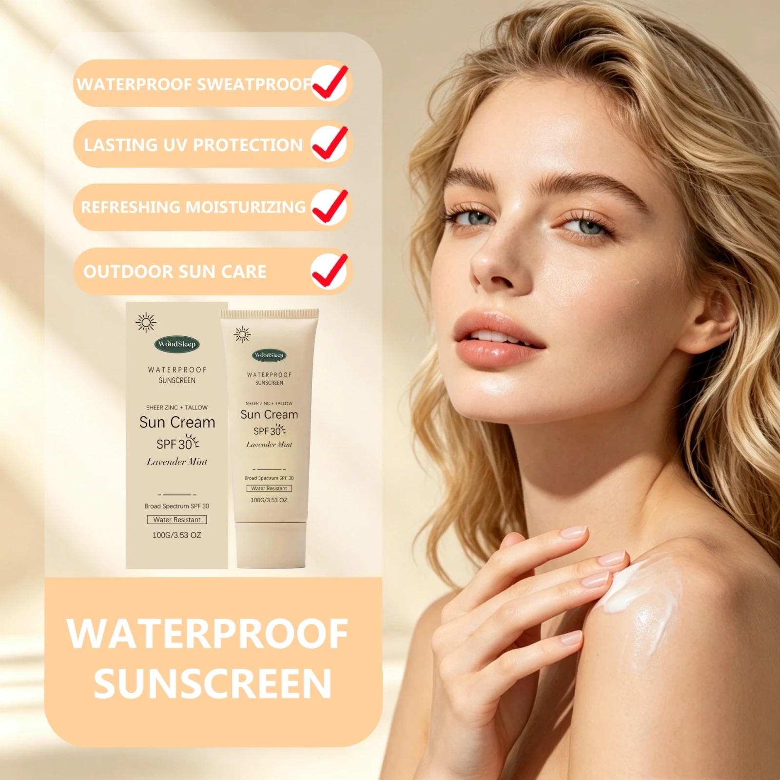 Tallow Moisturizing Sunscreen Lavender Scent UV Protection Waterproof Sweatproof Outdoor Sunblock Care Water Resistant Sun Cream
