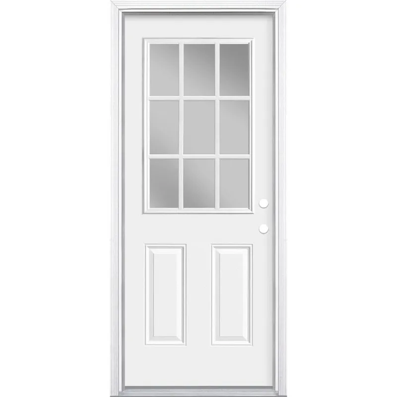 2024 New Design House Main Door Exterior White Primer Double-layer Security Door  Euro Front Door with Glass for Sale