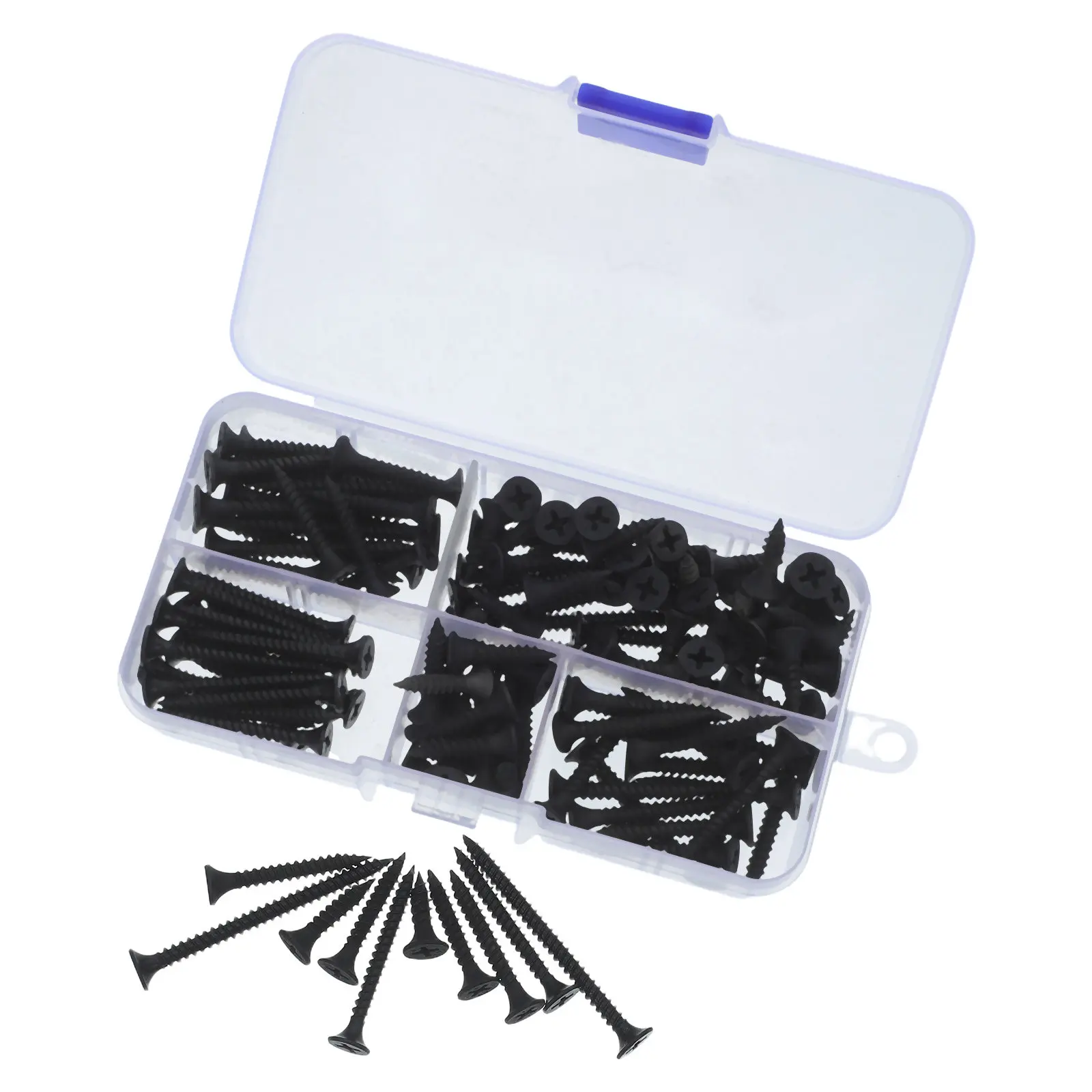 130Pcs Self Tapping Countersunk Screw Kit Black Hardened Cross Head Screws for Wood Metal Plastic Construction Assembly