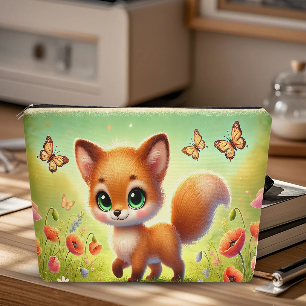 A Little Fox Make-up-Tasche – multifunktionale Damen-Reißverschlusstasche, Schmuck-Organizer-Tasche, perfekte kleine Aufbewahrungstasche mit Reißverschluss für die Reise