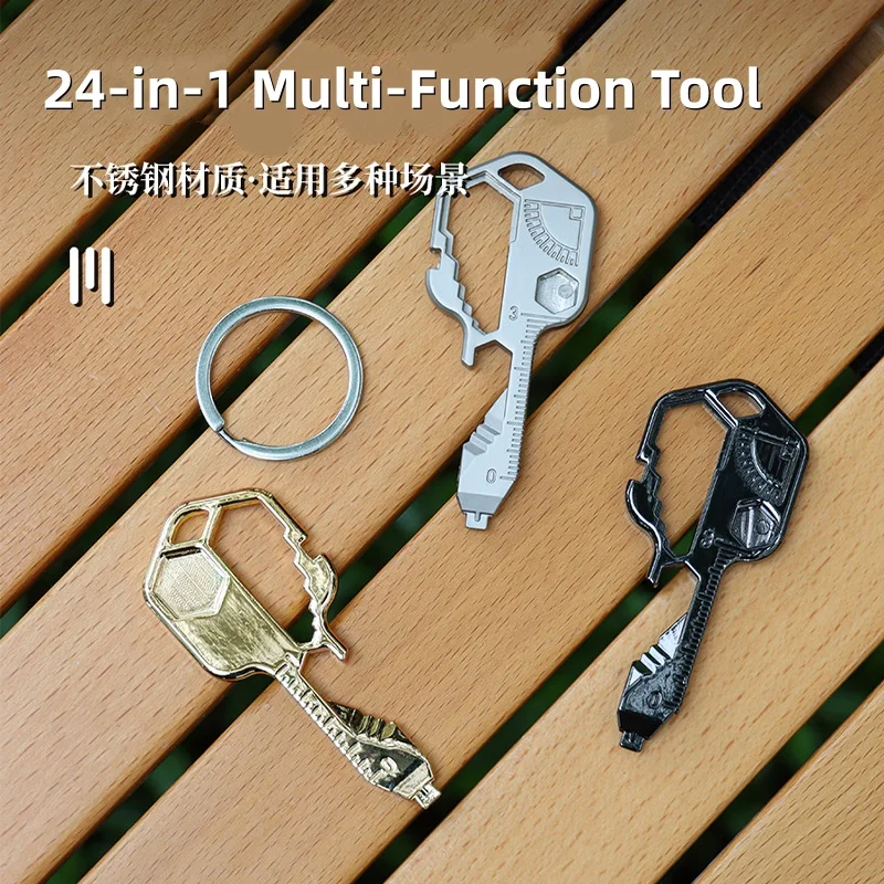 

Mini Multifunctional Keychain Stainless Steel Portable Key Shaped Multitool Screwdriver Bottle Opener Pocket Repair Tool