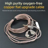 Original KZ Headphone Cable High Purity Oxygen-free Copper Flat Mixed Upgrade Cable For KZ Wired Headset Game Earphone EDX PRO