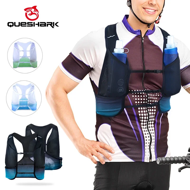 

Queshark Cycling Hydration Vest Pack 3L-Mesh Reflective Bike Backpack with Water Bladder Commuting & Night Mountain Biking
