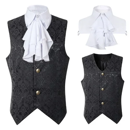 Chaleco Steampunk renacentista para hombre, chaleco gótico de Jacquard, vestido Formal de negocios con una hilera de botones, chaleco para traje 2024