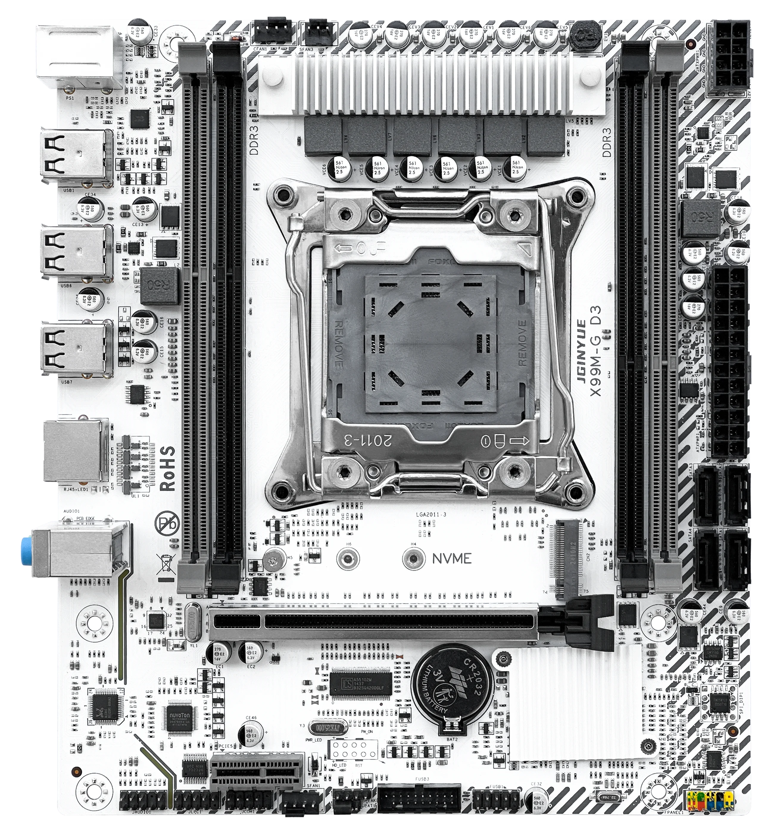 JINGYUE X99M-G D3 ARGB Motherboard LGA2011-3 DDR3 USB 3.0 SATA 3.0 M.2 ARGB for Intel Xeon E5 & i7 Gaming Workstation PC