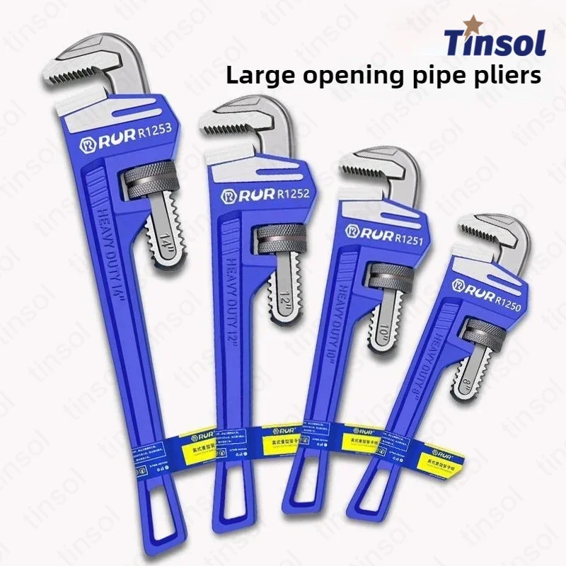 8/10/12/14/18inch Heavy Duty Adjustable Aluminum Straight Water Pipe Wrench Plumber Wrench With Floating Hook Jaw I-Beam Handle