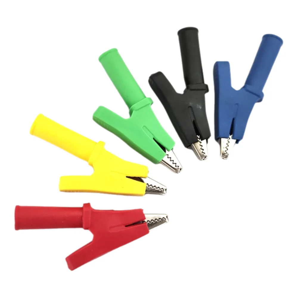 5Pcs 10mm Crocodile Clips with 4mm Banana Jack Socket, Electrical Test Clamp for Multimeter Power Testing