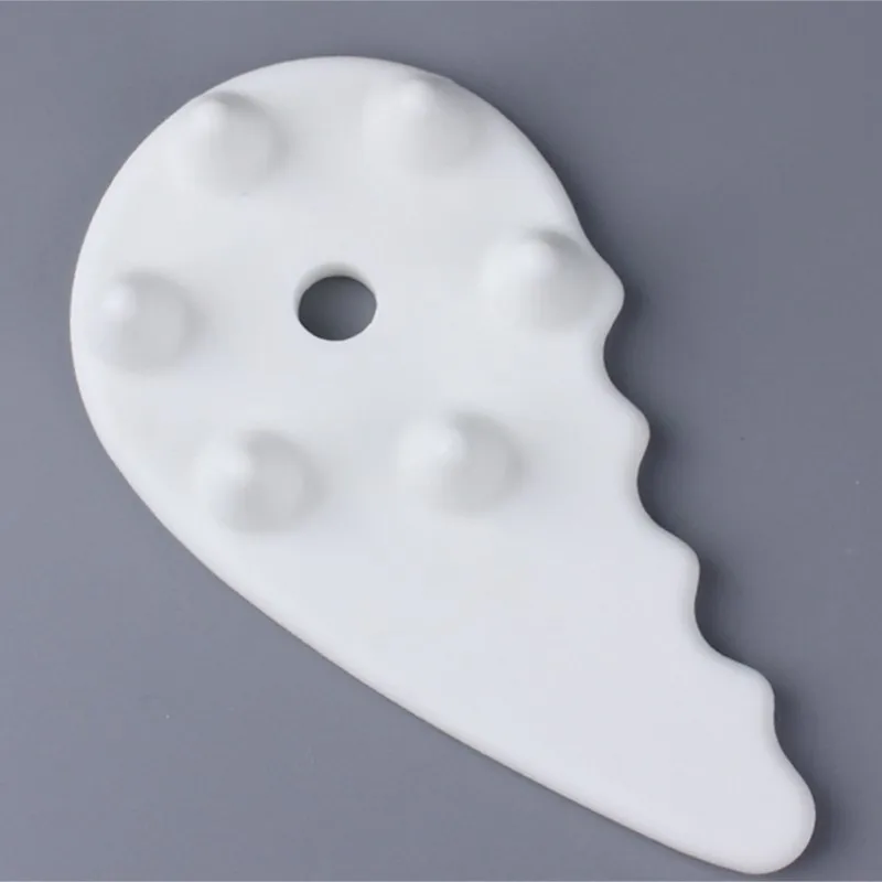 White Ceramic Guasha Board Head Massage Neck Scraping Plate Acupoint Points Pressure Therapy Pull Rib Comb Health Care