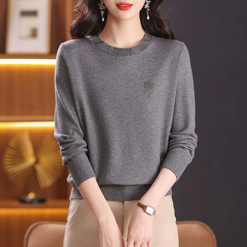 Новый женский свитер с круглым вырезом, свободный верх с внутренней частью, рубашка с тонким низом, короткий свитер