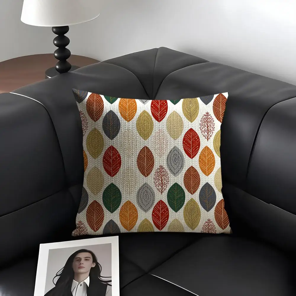 Mid Century Seamless Cushion Cover Natural Linen Organic Fabric Double-Sided Printing Breathable Perfect Gift For Decor