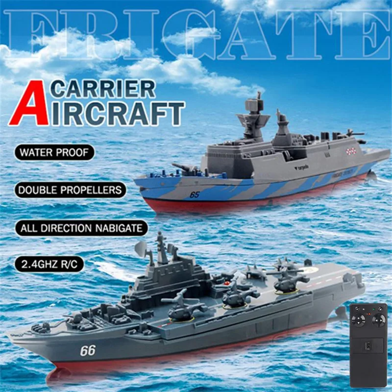 RC Boat Warship 2.4G Remote Control Boat Electric Carrier Outdoors Water Play Toy Speedboat RC Destoryer Waterproof  Boat Toys