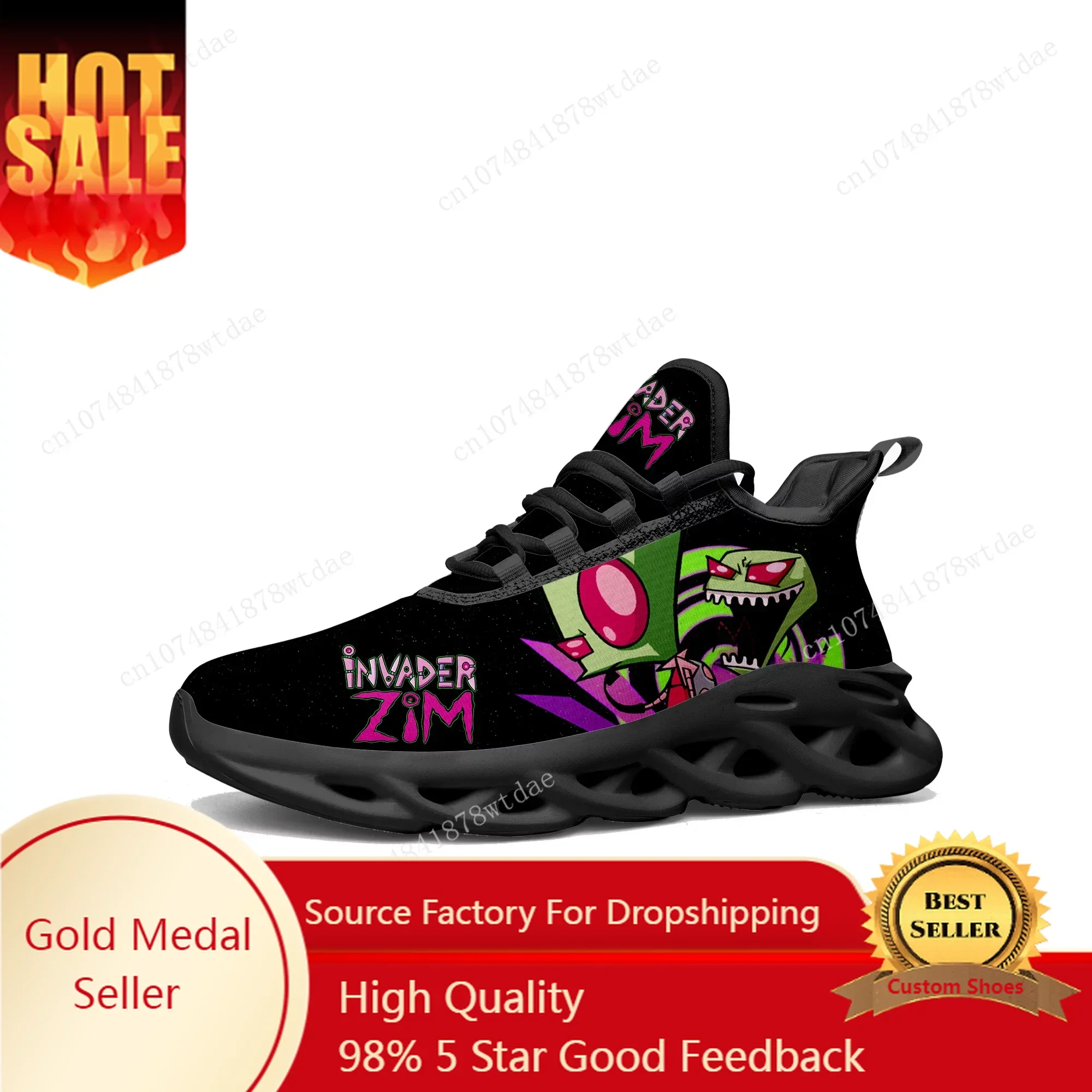 

Z-Zim Flats Sneakers Mens Womens Teenager Sports Running Shoes High Quality I-Invader Anime Cartoon Custom Lace Up Mesh Footwear