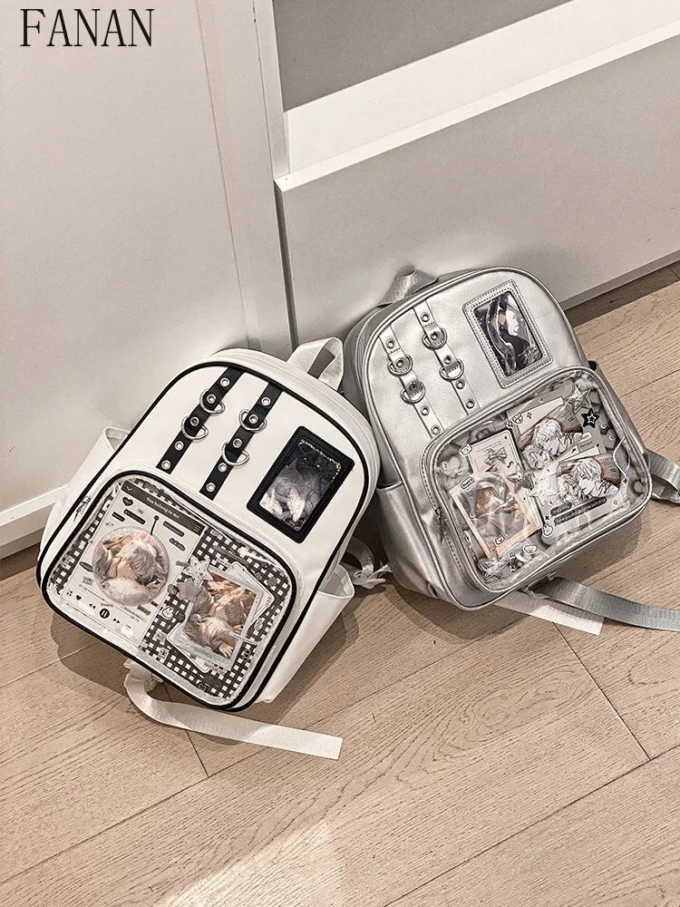 حقائب نسائية حقيبة كتف مدرسية شفافة حلوة ولطيفة حقائب ظهر للفتيات موضة 2026 حقيبة ظهر غير رسمية جديدة للنساء #4