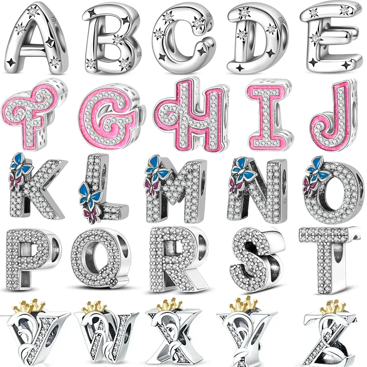 Original 925 Silver 26 Letter A-Z Alphabet Beads Charms for Necklace Bracelet Bangle Accessories DIY Jewelry Women Gift
