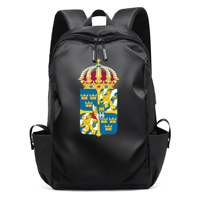 

Girl School Bag College Student Women Man Backpack Sweden National Emblem Pattern Printed Travel Female Laptop Ladies Backpack